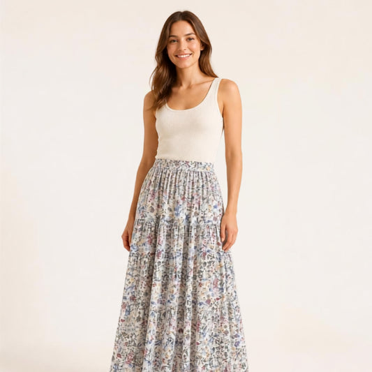 Elasticated-Waist A-Line Skirt