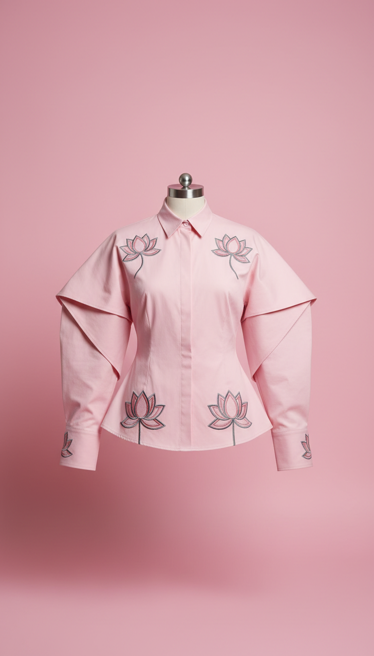 Petal Pink Cotton Shirt with Structured Silhouette